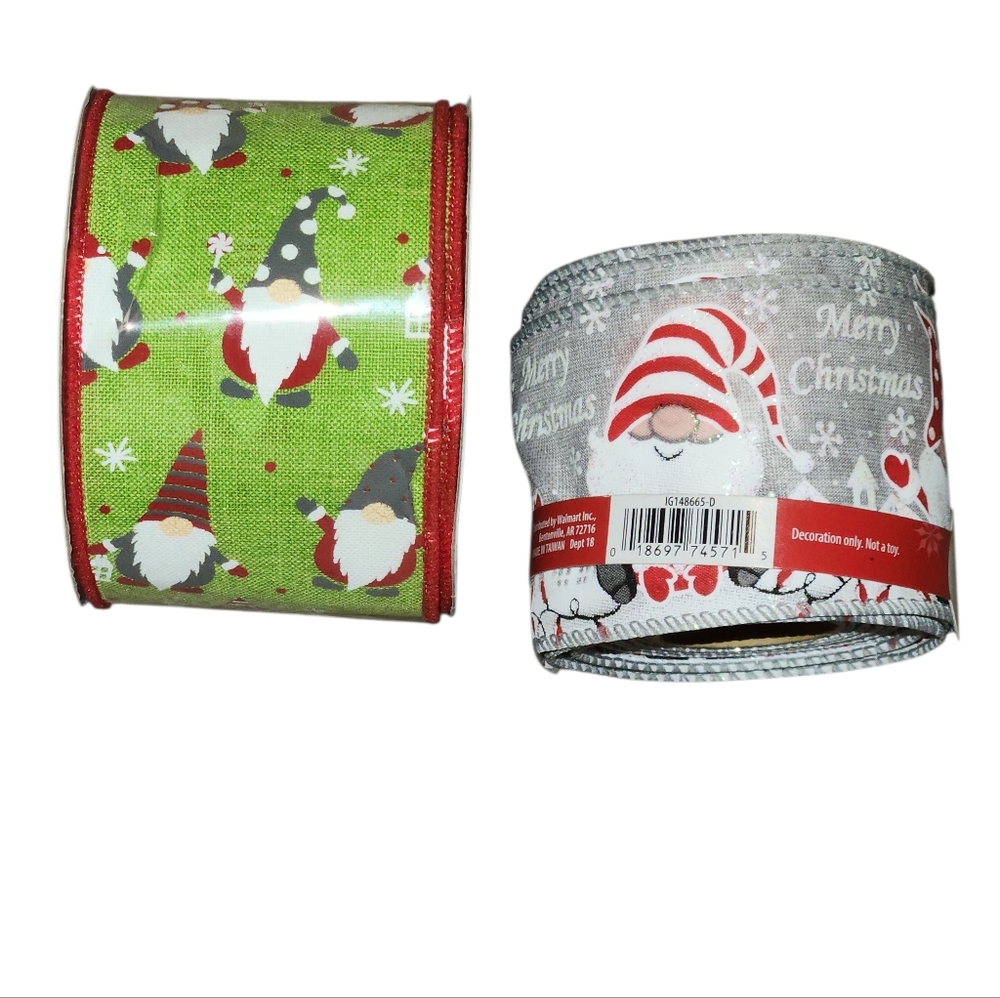 Festive Gnome Wired Ribbon Set